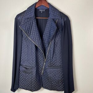 Jones New York 2X Navy Blue Jacket Puffer Fashion Work Coat Plus Size Everday